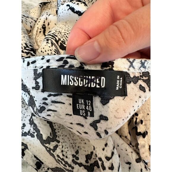 Missguided Snakeskin Chiffon High Low Ruffle Bottom Dress Size 8 - Picture 8 of 9